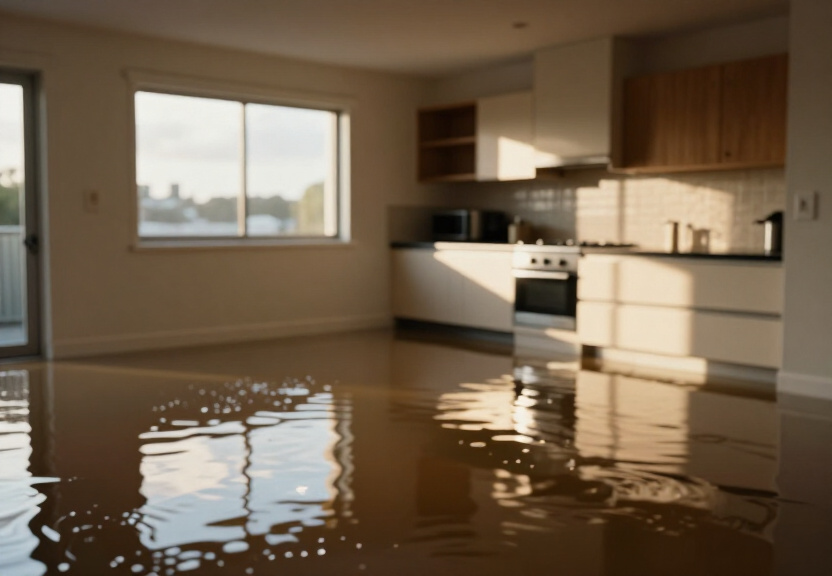 Flooded warehouse in West Ryde before drying